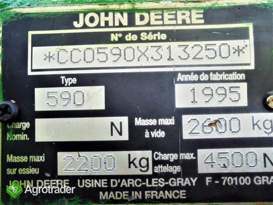 Sprzedam prasę John Deere 590 - zmniennokomorowa, garażowana - zdjęcie 2